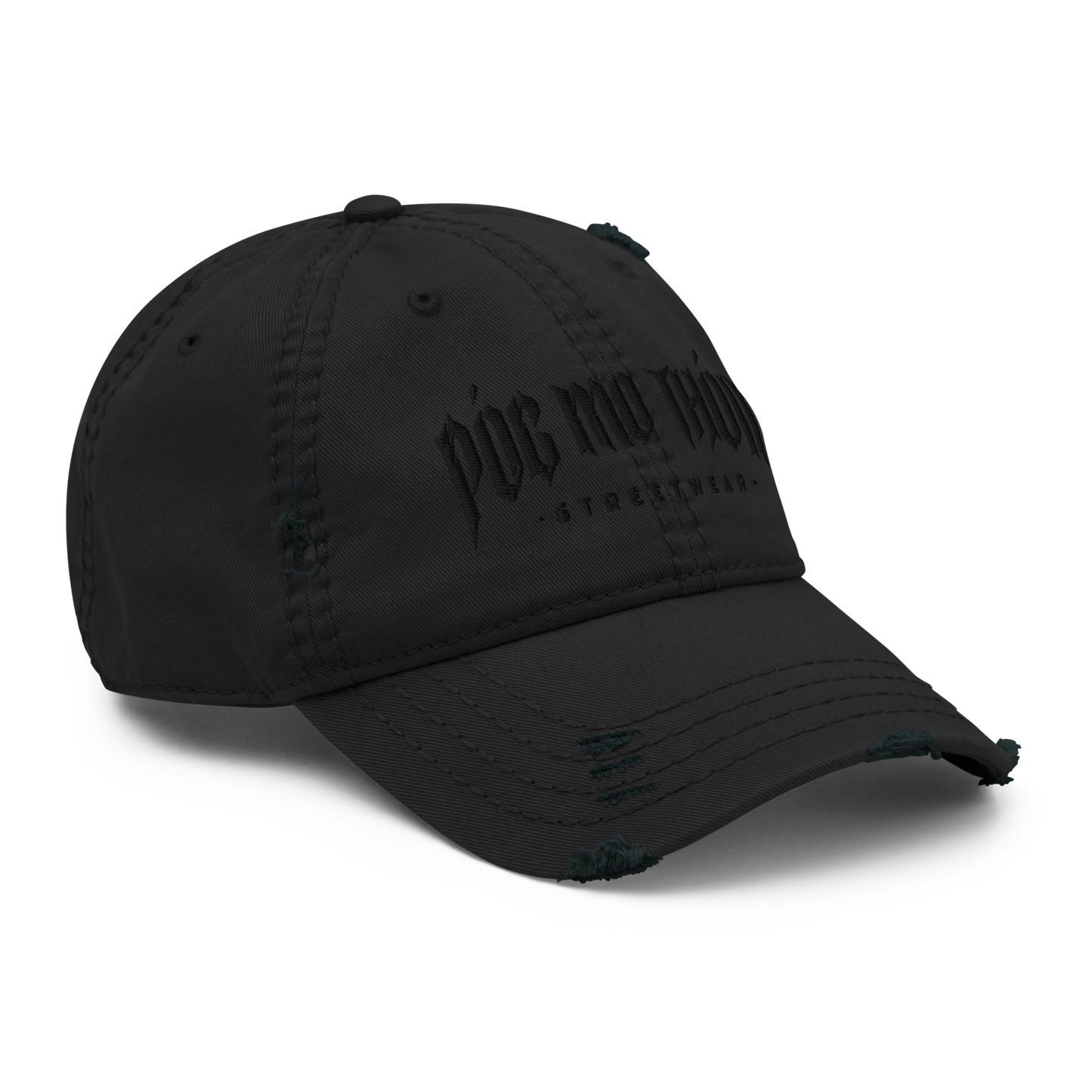 Póg Mo Thóin Streetwear "Black Logo" (Hochwertiger Stick) - Dad-Hat im Used-Look