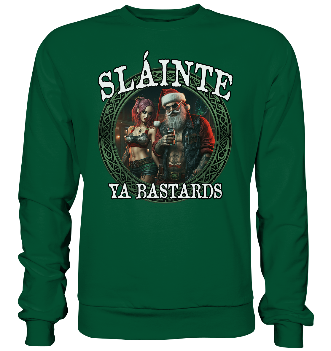 Sláinte Ya Bastards "Santa and his Elf" - Basic Sweatshirt
