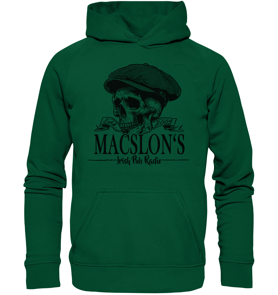 MacSlon's Irish Pub Radio "Estd. 2009 / Flatcap-Skull II" - Basic Unisex Hoodie