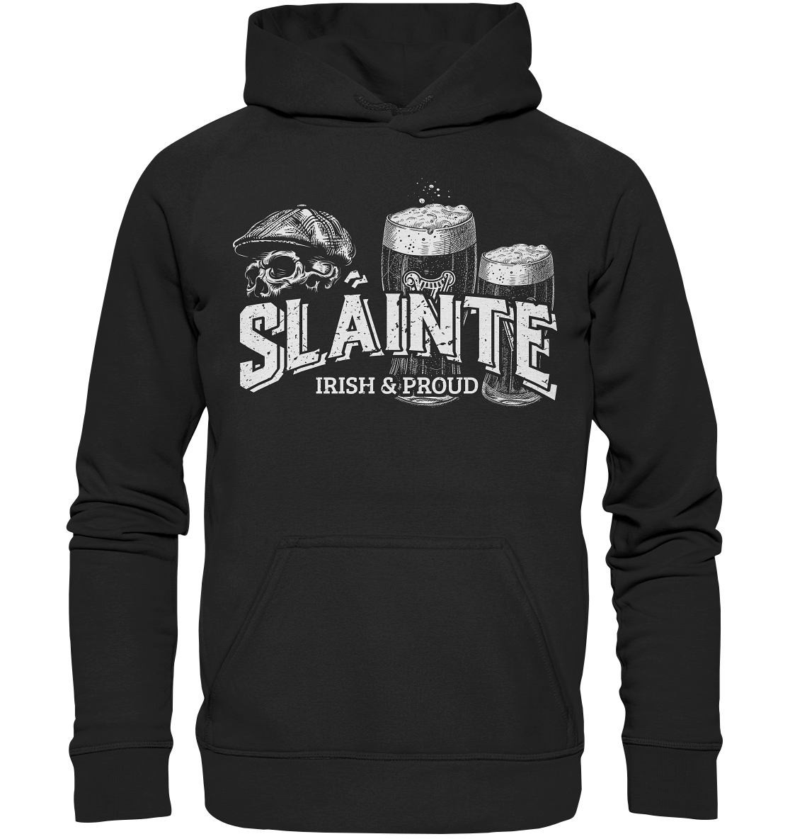 Sláinte "Irish & Proud / Flatcap-Skull I" - Basic Unisex Hoodie