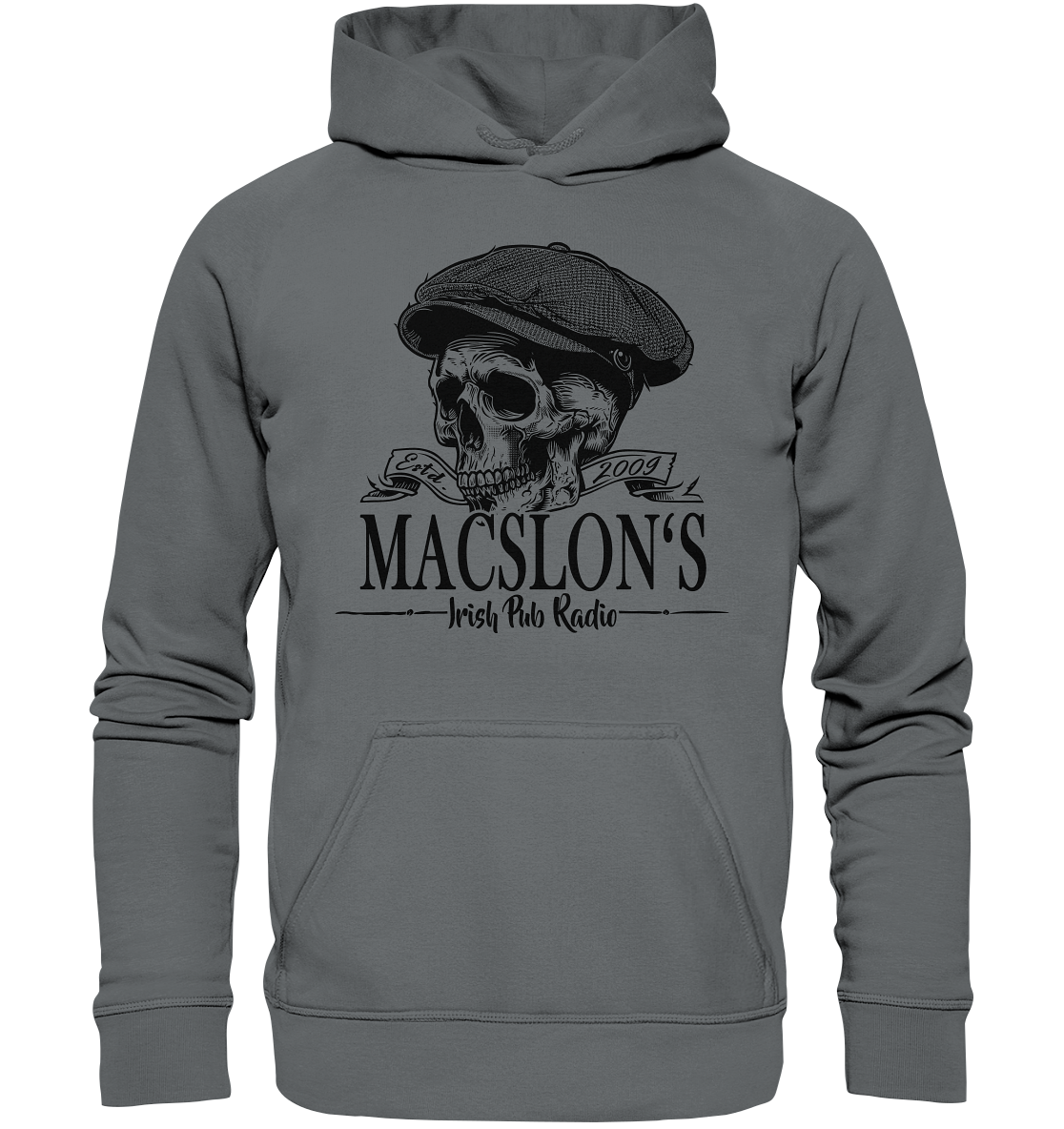 MacSlon's Irish Pub Radio "Estd. 2009 / Flatcap-Skull II" - Basic Unisex Hoodie
