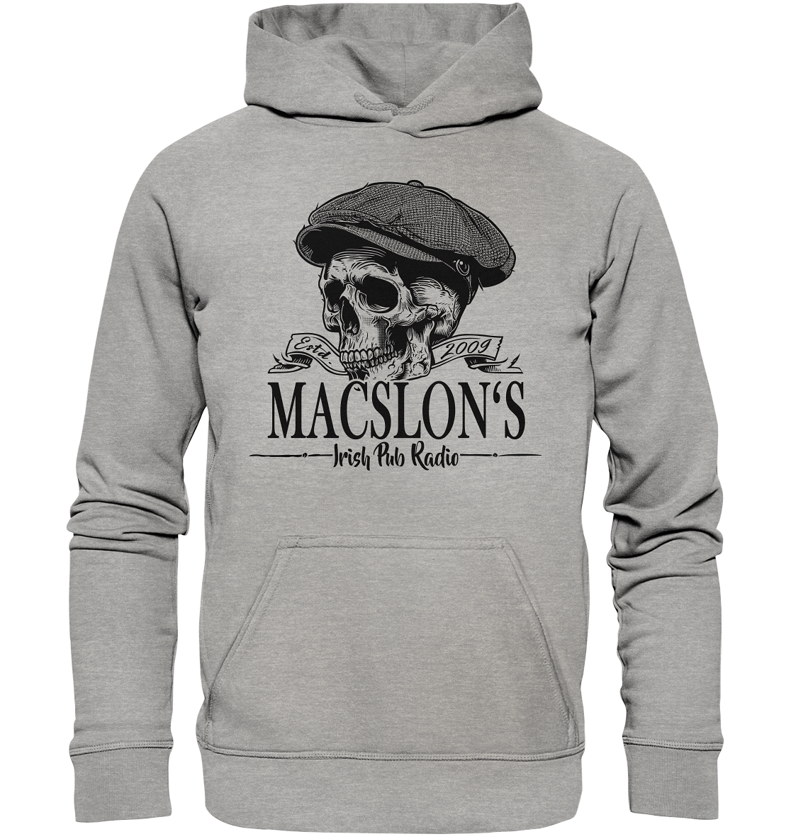 MacSlon's Irish Pub Radio "Estd. 2009 / Flatcap-Skull II" - Basic Unisex Hoodie