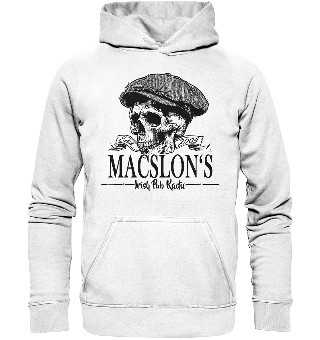 MacSlon's Irish Pub Radio "Estd. 2009 / Flatcap-Skull II" - Basic Unisex Hoodie