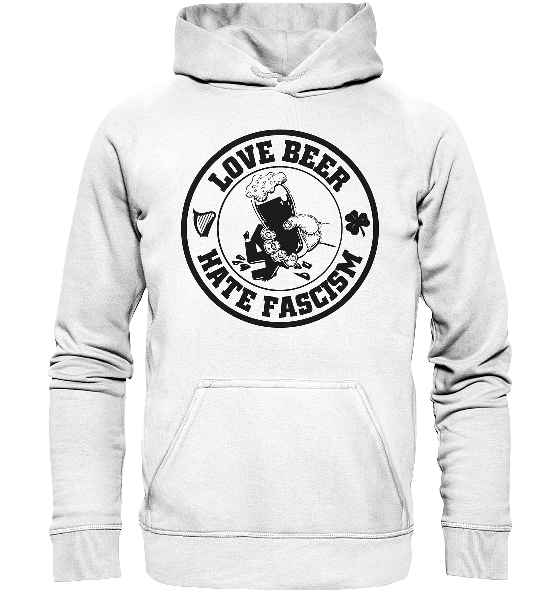 Love Beer - Hate Fascism - Basic Unisex Hoodie