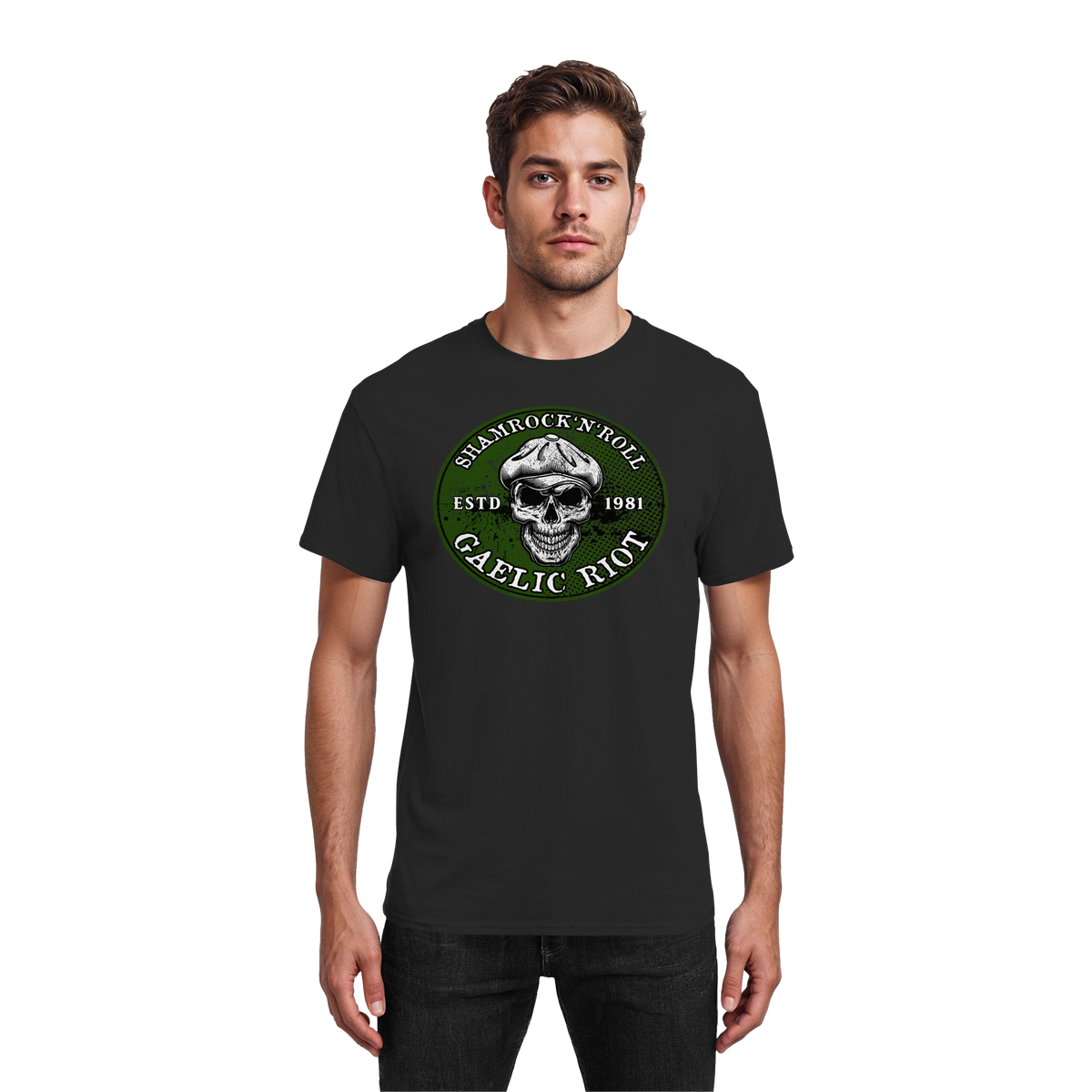 Shamrock And Roll "Skull / Gaelic Riot" - Heavy Cotton T-Shirt