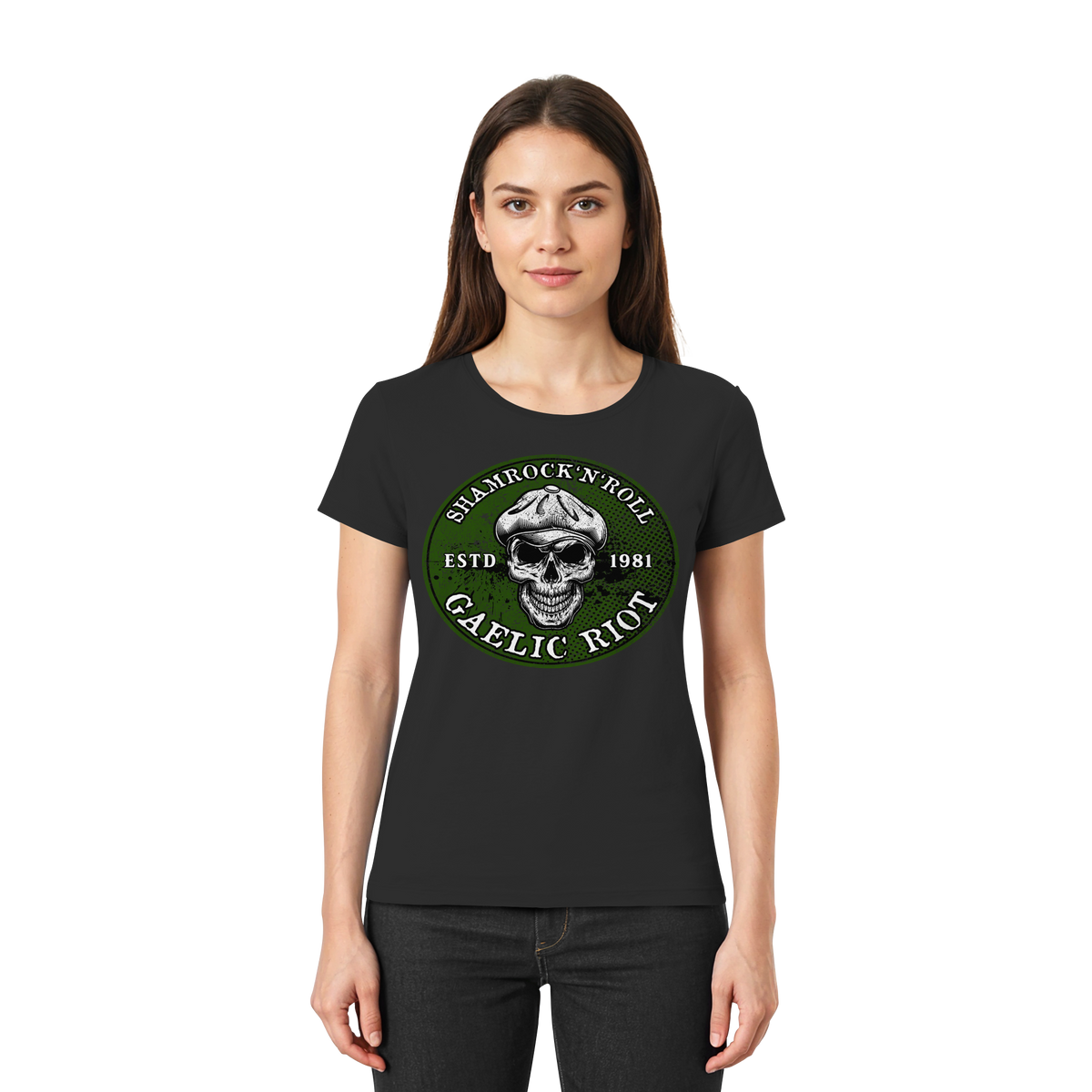Shamrock And Roll "Skull / Gaelic Riot" - Ladies Premium Shirt