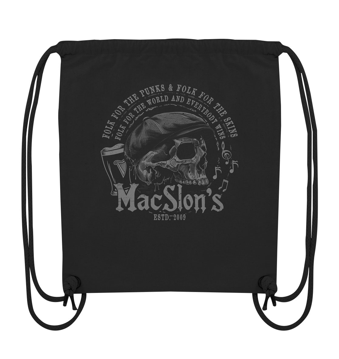 MacSlon's "Folk For The World / Flatcap-Skull" - Organic Gym-Bag
