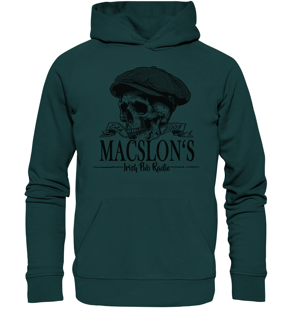 MacSlon's Irish Pub Radio "Estd. 2009 / Flatcap-Skull II" - Organic Hoodie