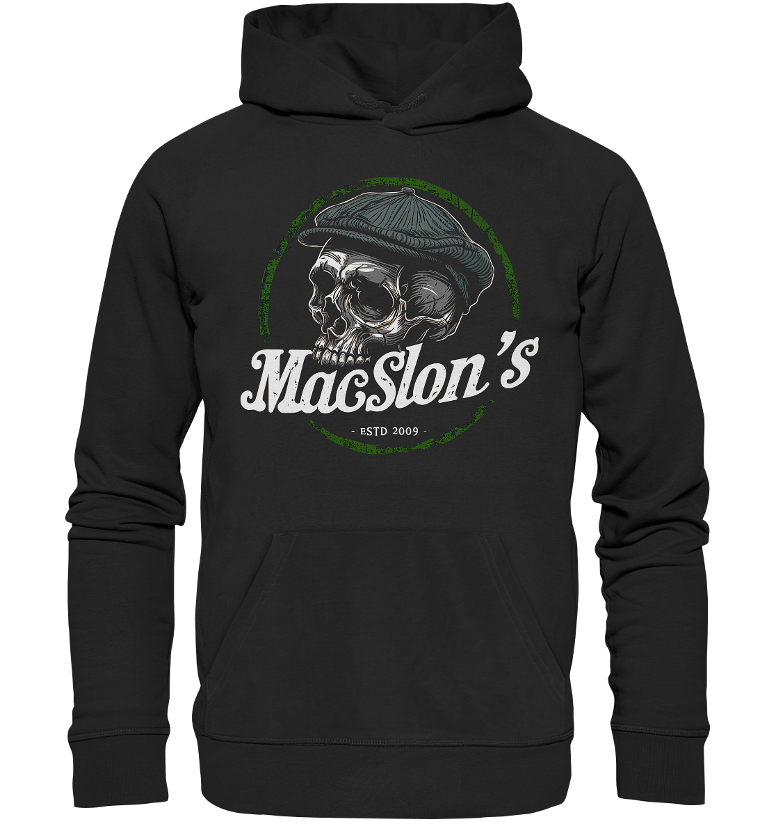 MacSlon's "Estd. 2009 / Flatcap-Skull" - Organic Hoodie