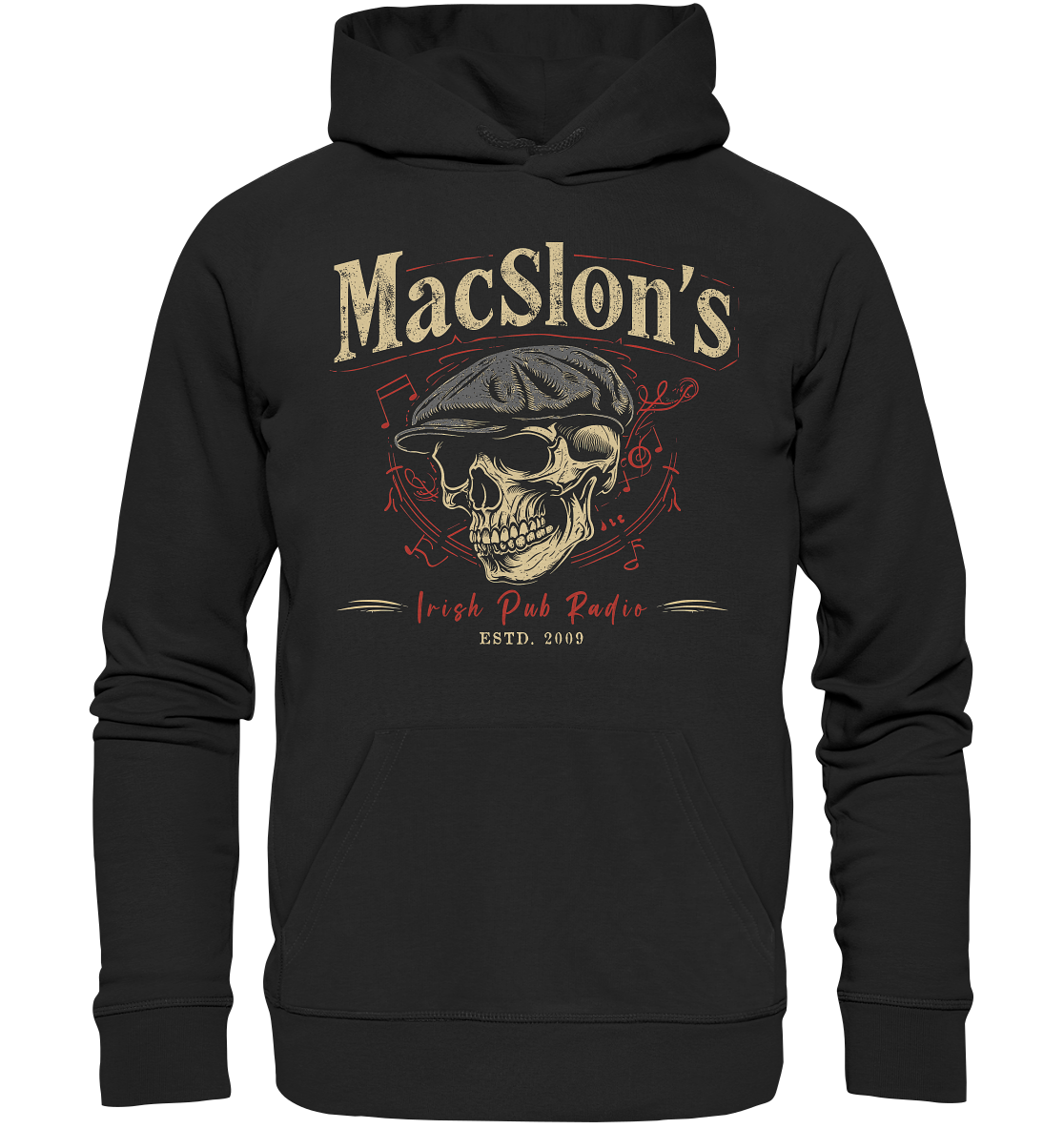 MacSlon's Irish Pub Radio "Estd. 2009 / Flatcap-Skull I" - Organic Hoodie