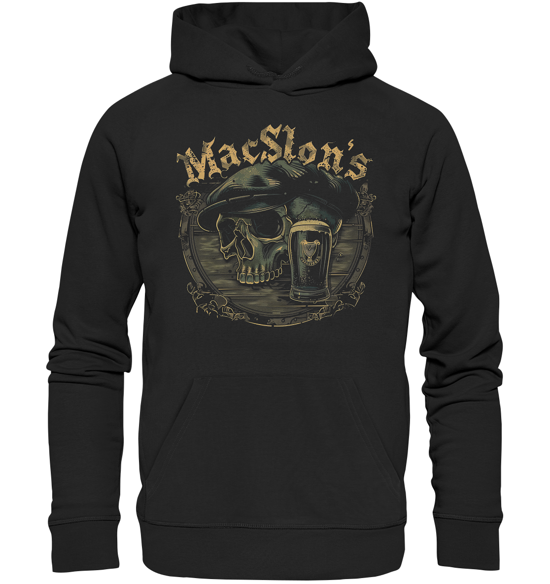 MacSlon's "Flatcap-Skull III" - Organic Hoodie