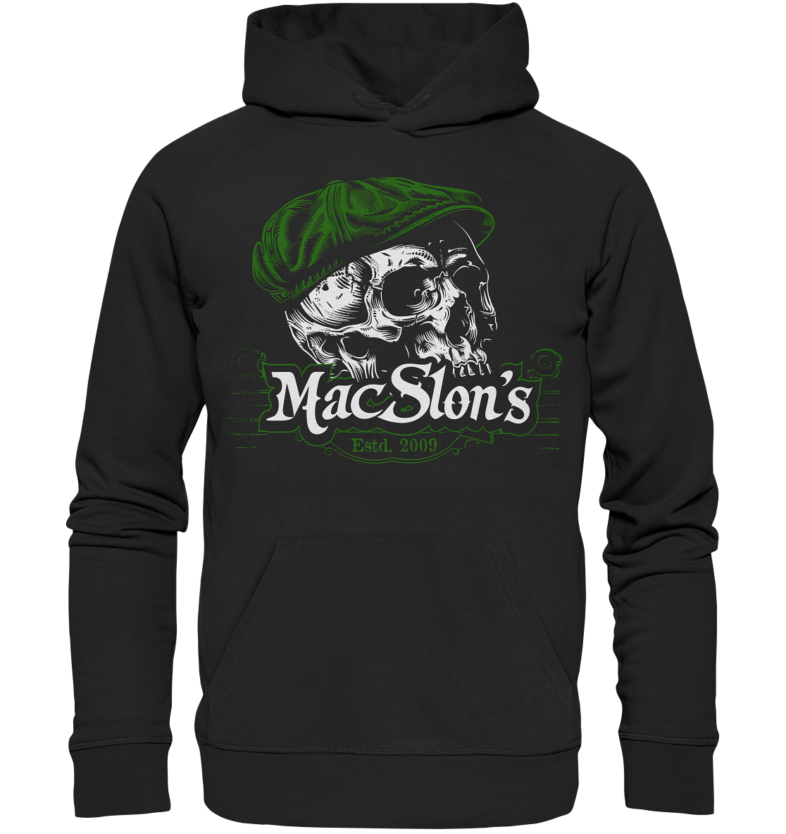 MacSlon's "Estd. 2009 / Flatcap-Skull V" - Organic Hoodie
