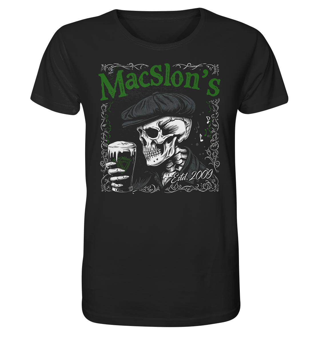 MacSlon's "Estd. 2009 / Drinking Skull" - Organic Shirt