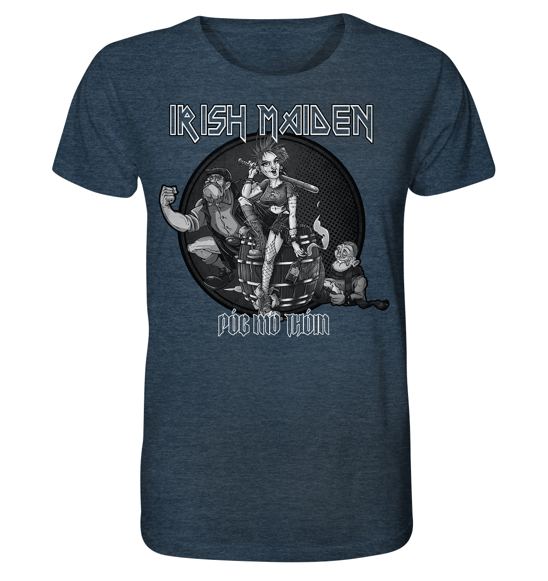 Póg Mo Thóin Streetwear "Irish Maiden" - Organic Shirt (meliert)