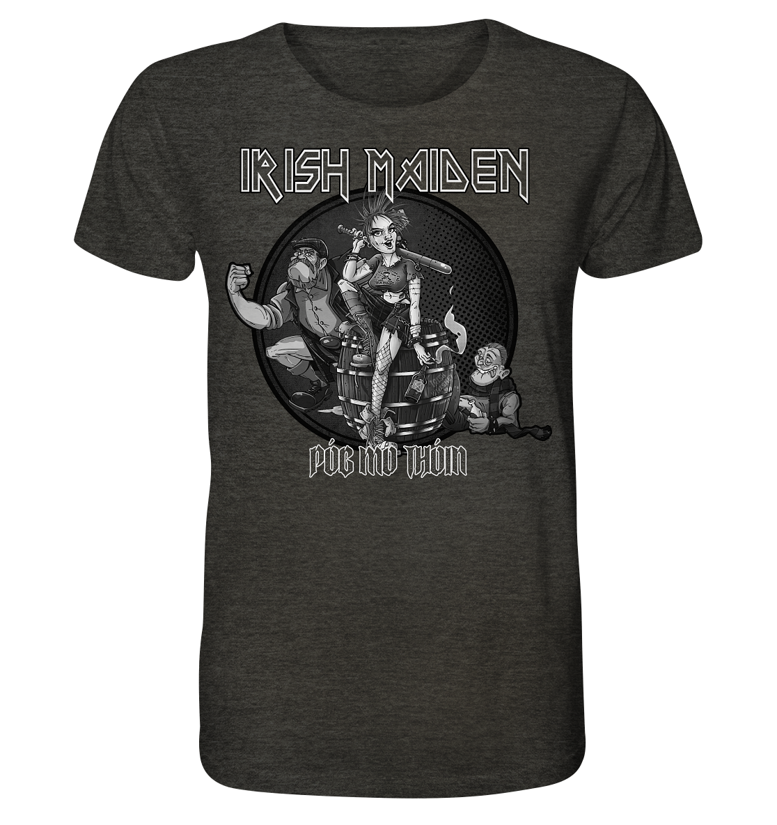 Póg Mo Thóin Streetwear "Irish Maiden" - Organic Shirt (meliert)