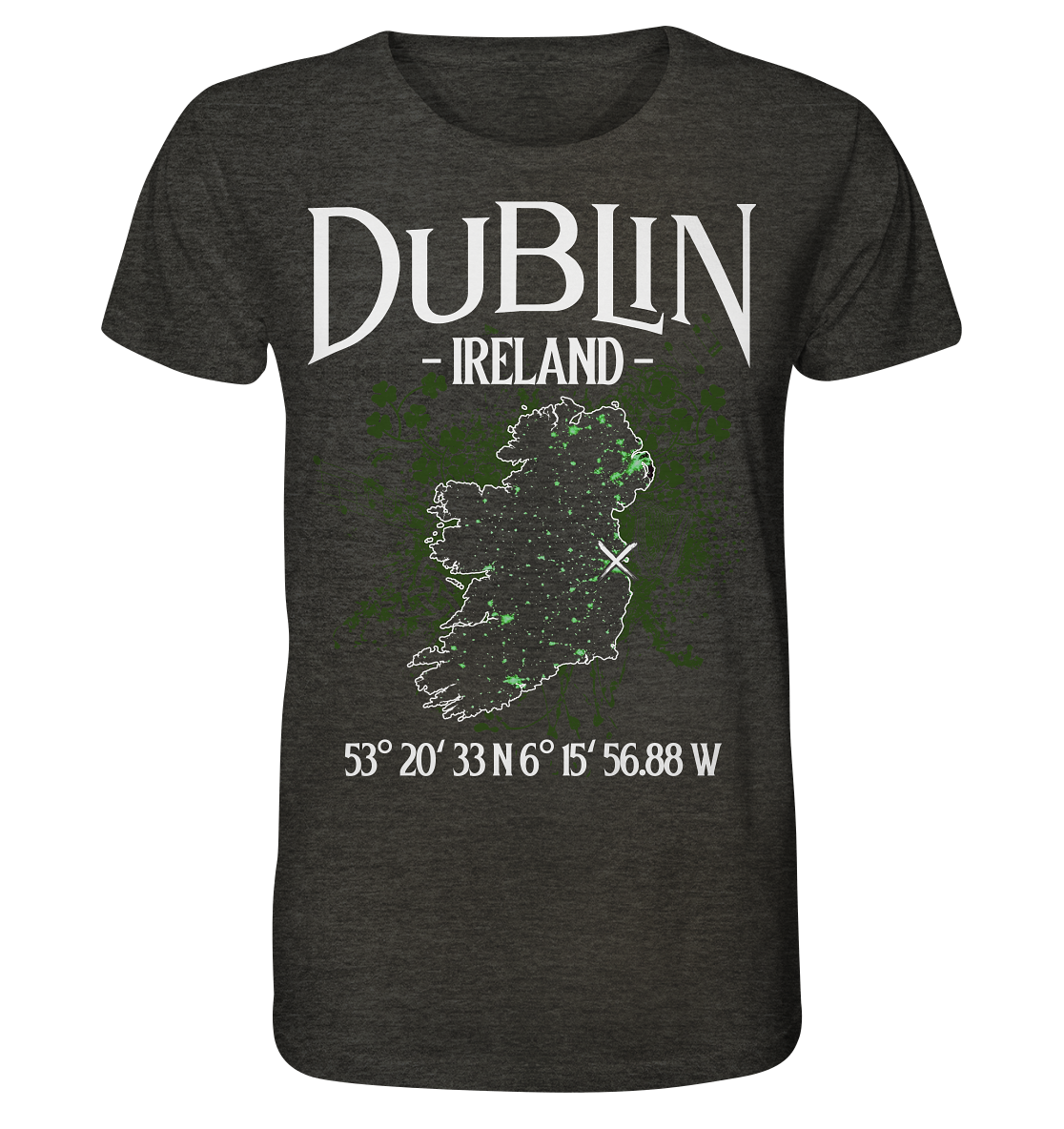 Dublin "Ireland / Coordinates" - Organic Shirt (meliert)