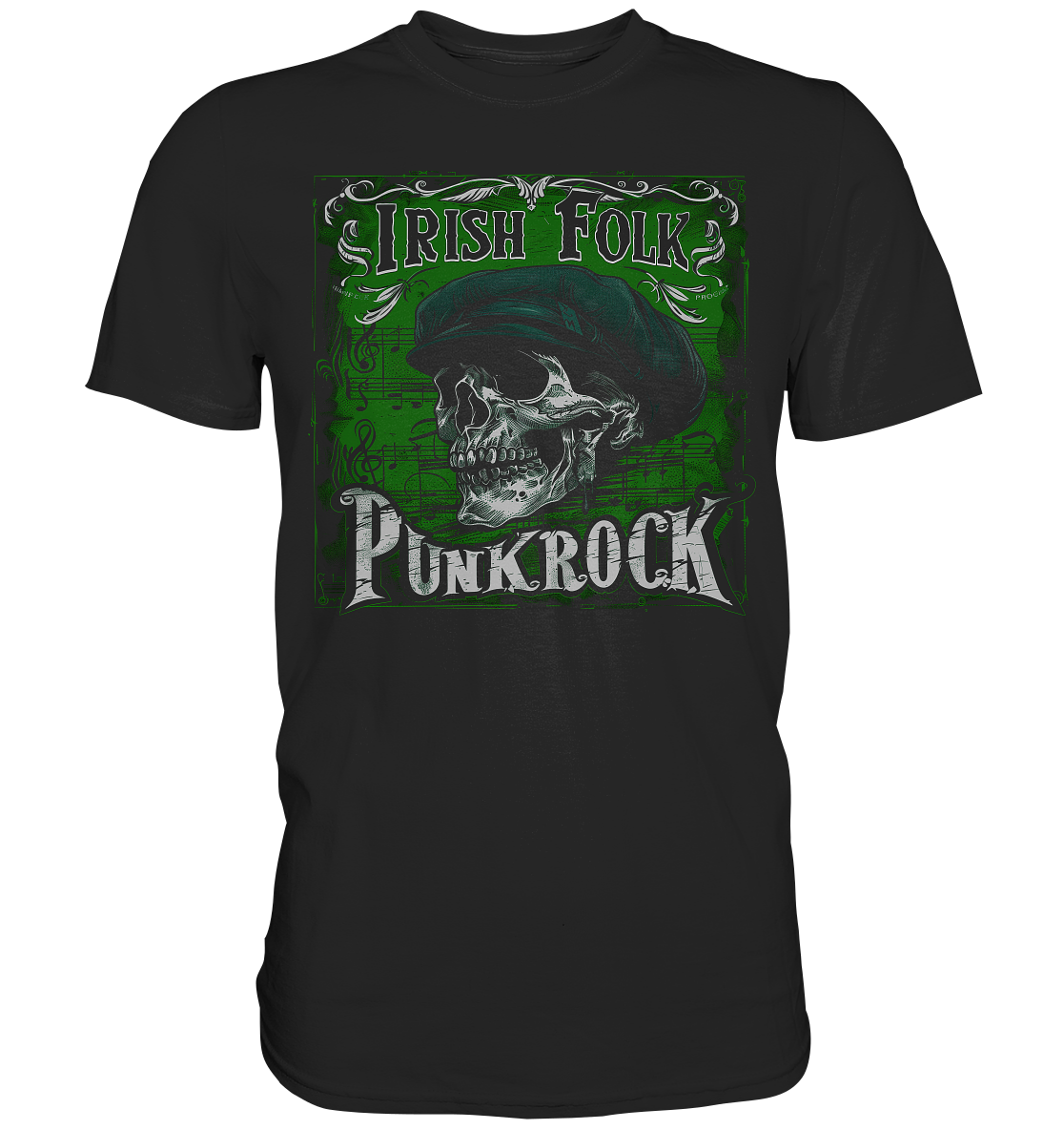 Irish Folk Punkrock "Flatcap-Skull III" - Premium Shirt