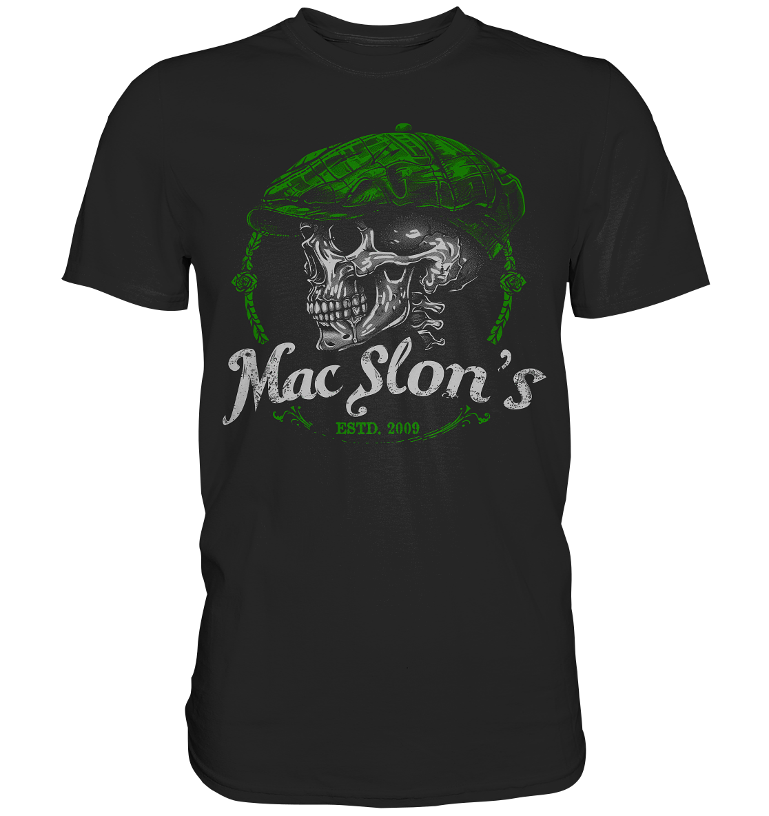 MacSlon's "Estd. 2009 / Flatcap-Skull VI" - Premium Shirt