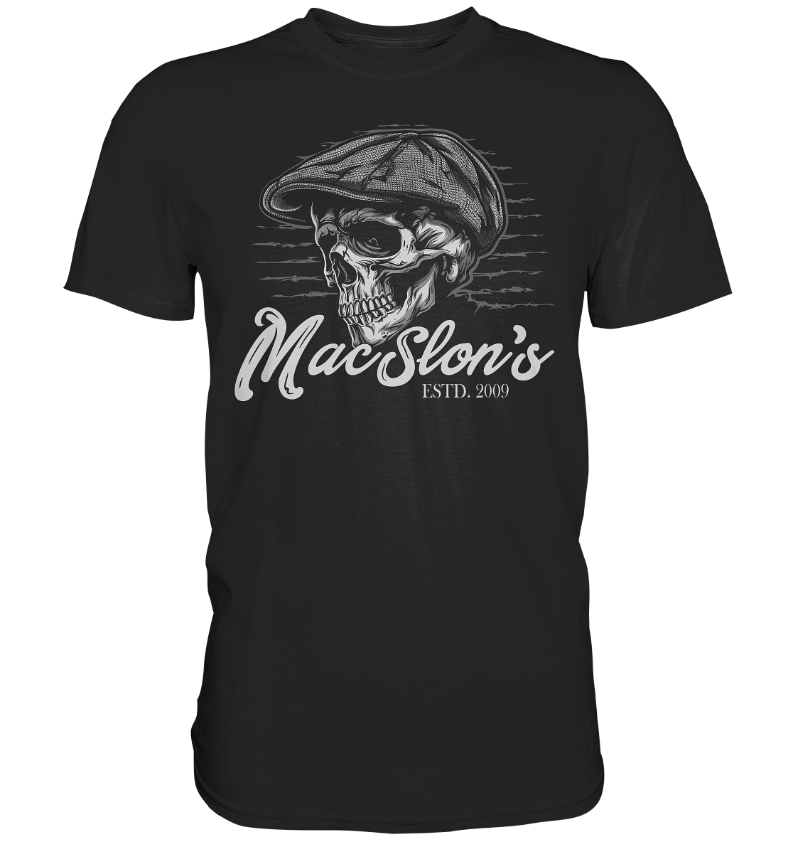 MacSlon's "Estd. 2009 / Flatcap-Skull III" - Premium Shirt