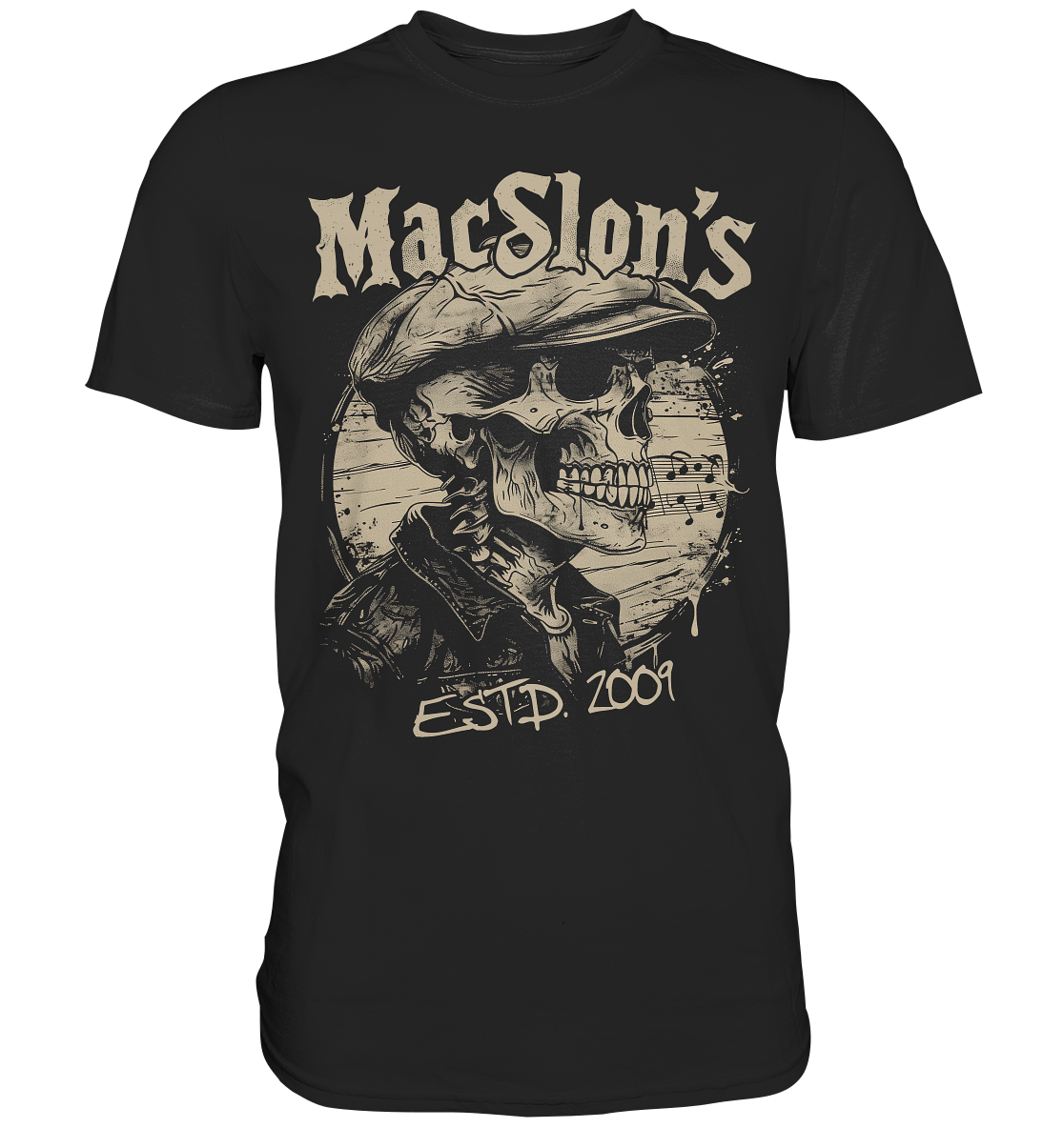 MacSlon's "Estd. 2009 / Flatcap-Skull XIII" - Premium Shirt