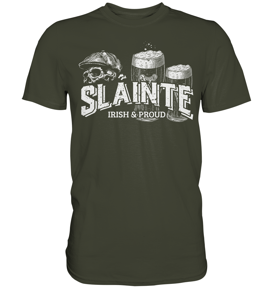Sláinte "Irish & Proud / Flatcap-Skull I" - Premium Shirt