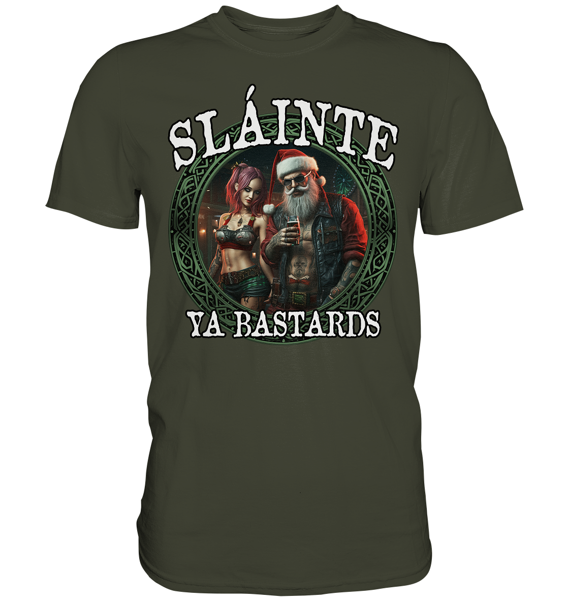 Sláinte Ya Bastards "Santa and his Elf" - Premium Shirt