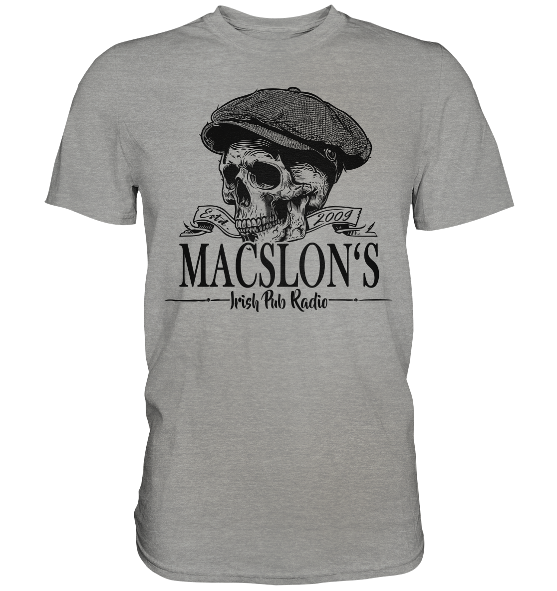 MacSlon's Irish Pub Radio "Estd. 2009 / Flatcap-Skull II" - Premium Shirt