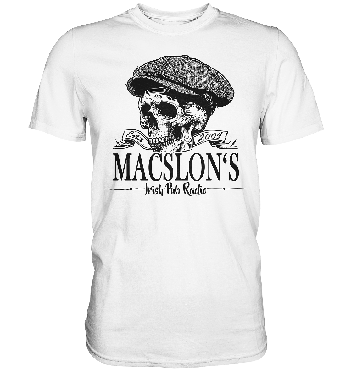 MacSlon's Irish Pub Radio "Estd. 2009 / Flatcap-Skull II" - Premium Shirt