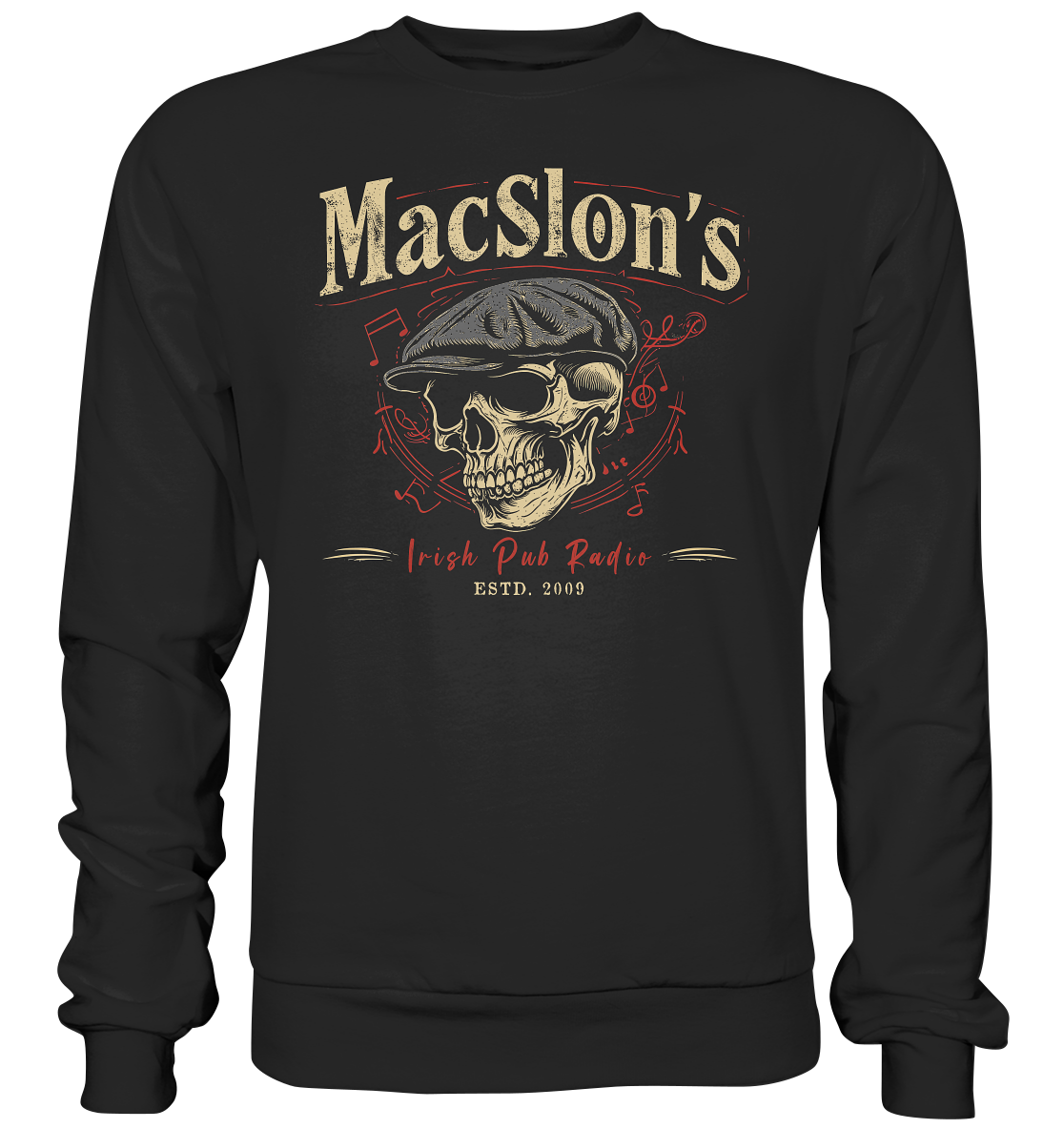 MacSlon's Irish Pub Radio "Estd. 2009 / Flatcap-Skull I" - Premium Sweatshirt