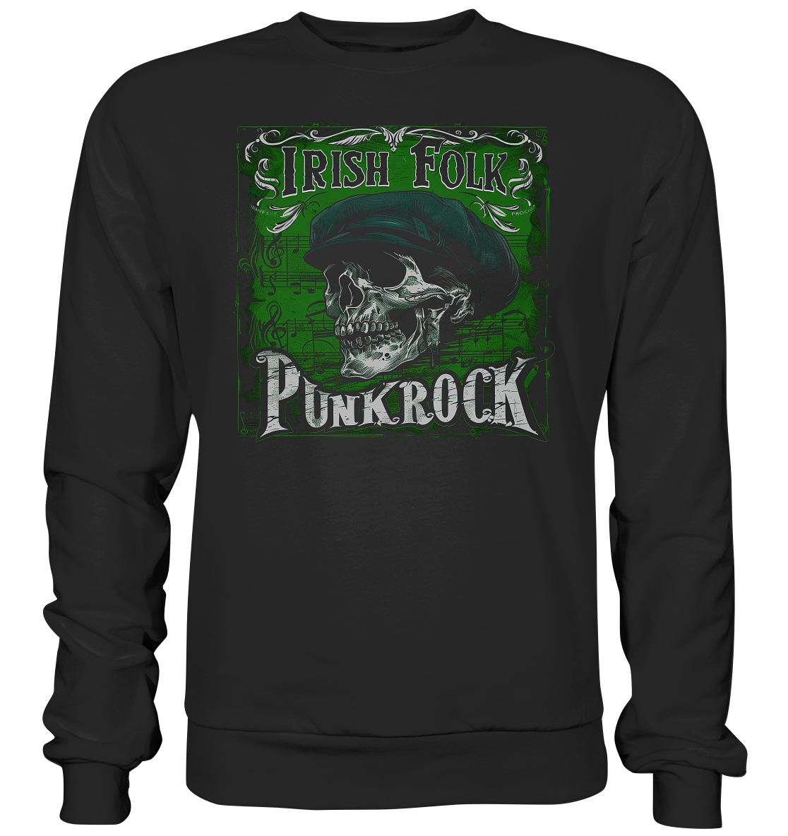 Irish Folk Punkrock "Flatcap-Skull III" - Premium Sweatshirt