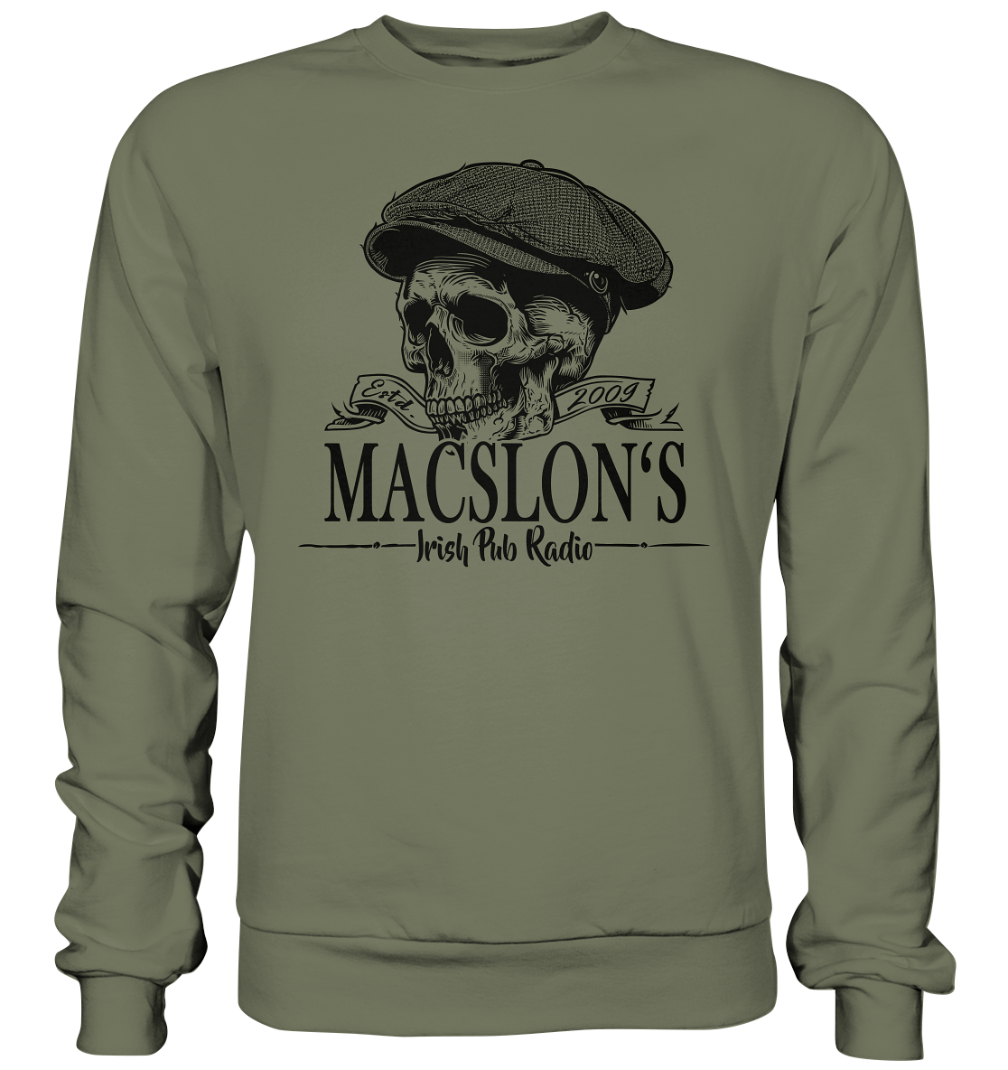 MacSlon's Irish Pub Radio "Estd. 2009 / Flatcap-Skull II" - Premium Sweatshirt