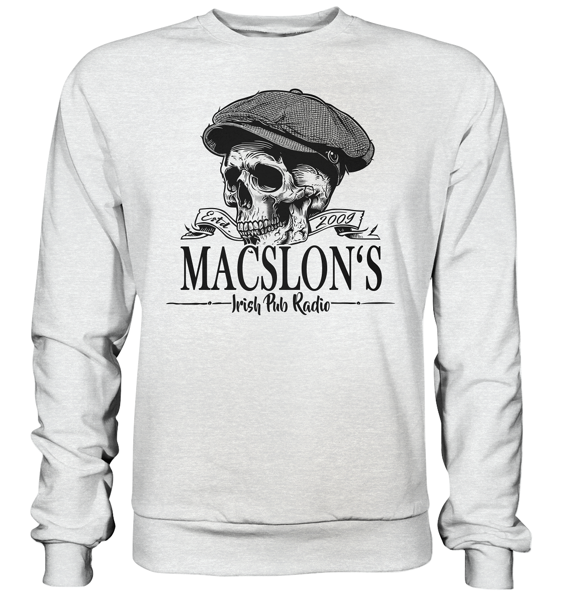 MacSlon's Irish Pub Radio "Estd. 2009 / Flatcap-Skull II" - Premium Sweatshirt