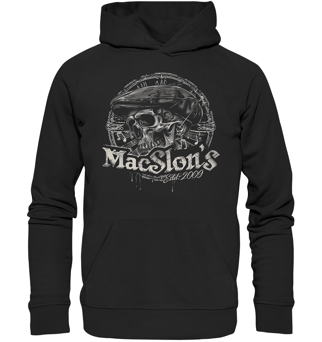 MacSlon's "Estd. 2009 / Flatcap-Skull X" - Premium Unisex Hoodie