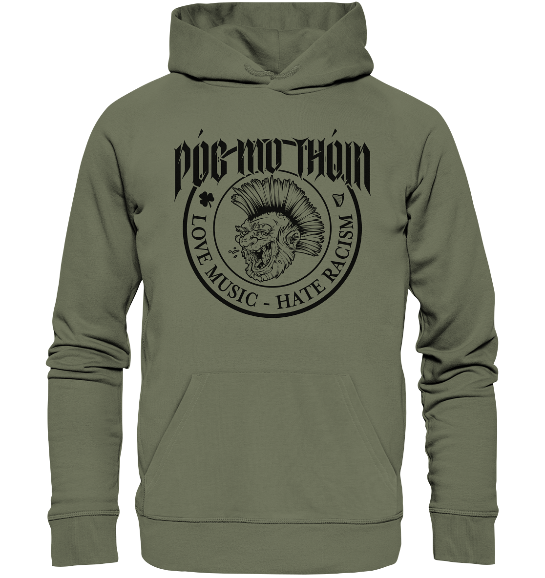 Póg Mo Thóin Streetwear "Love Music - Hate Racism" - Premium Unisex Hoodie