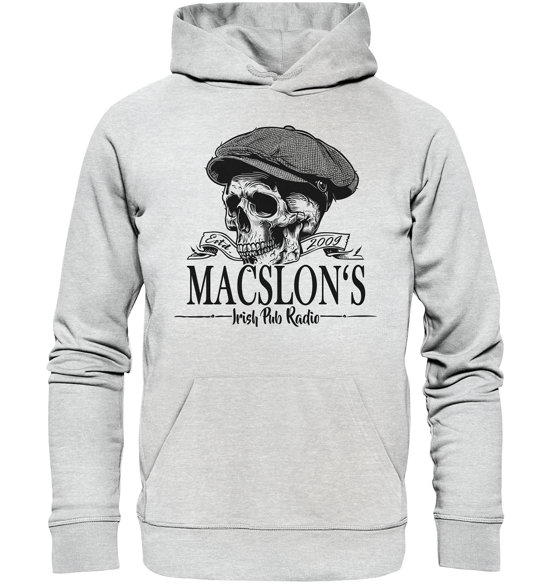 MacSlon's Irish Pub Radio "Estd. 2009 / Flatcap-Skull II" - Premium Unisex Hoodie