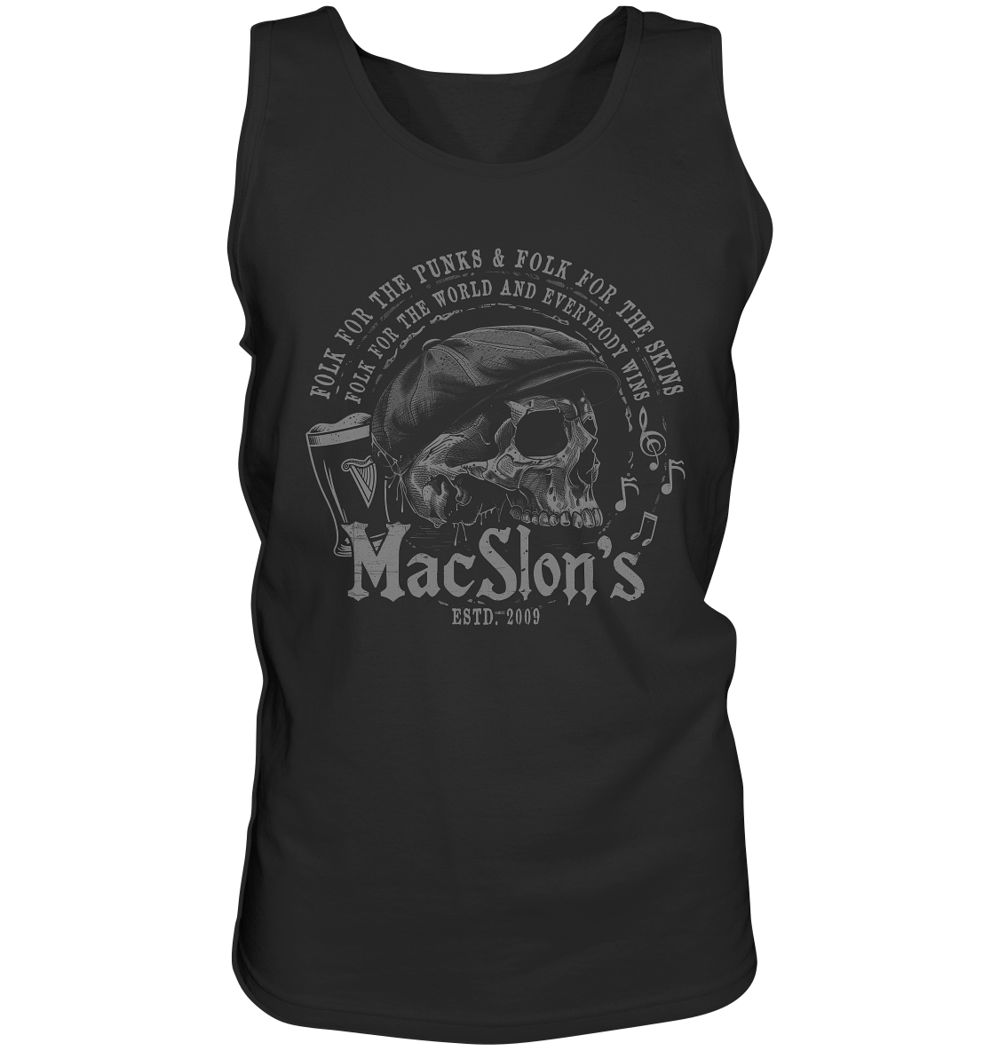 MacSlon's "Folk For The World / Flatcap-Skull" - Tank-Top