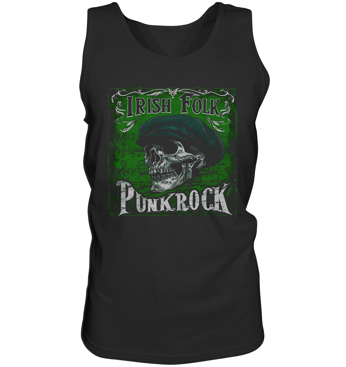 Irish Folk Punkrock "Flatcap-Skull III" - Tank-Top