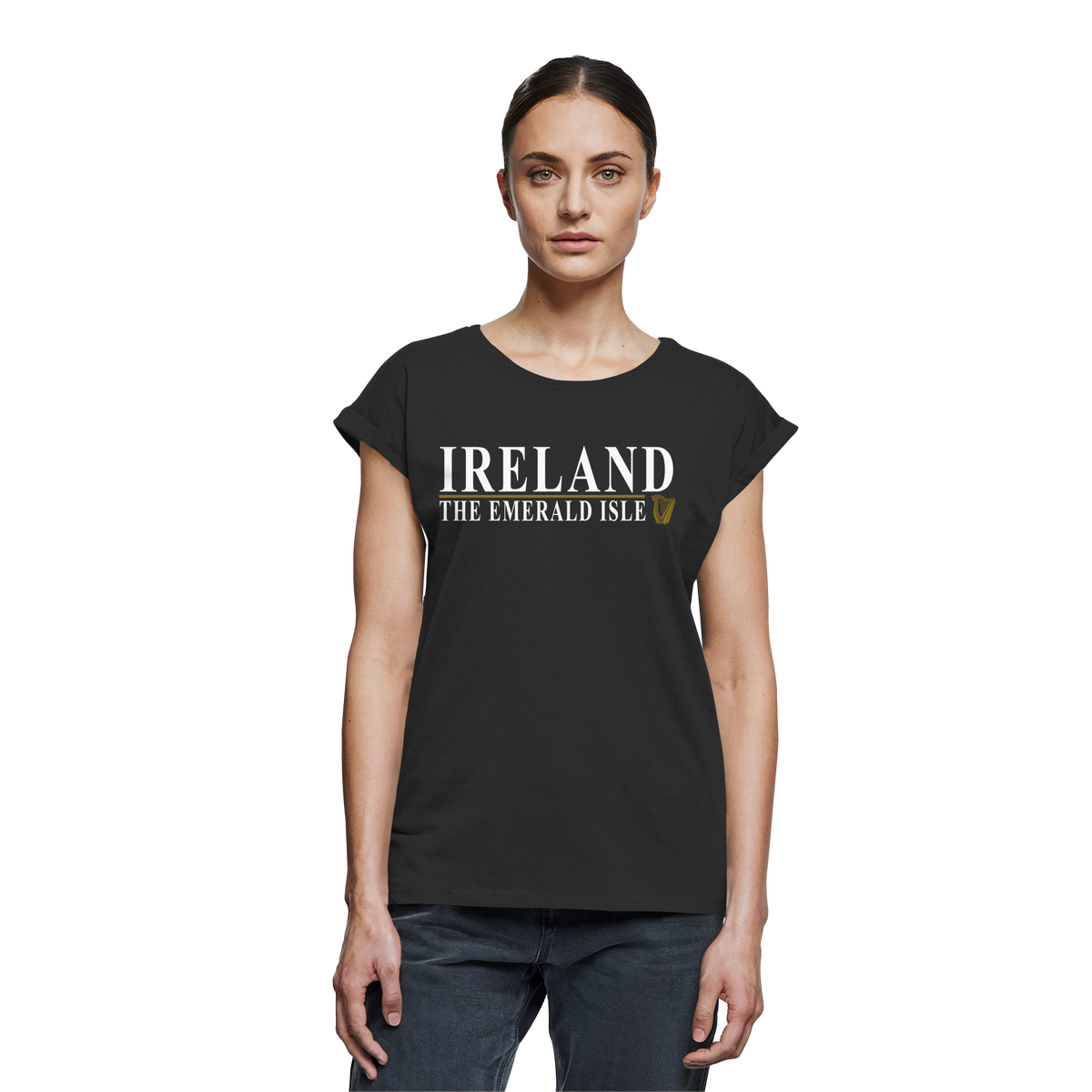 Ireland "The Emerald Isle" - Womens Extended Shoulder T-Shirt