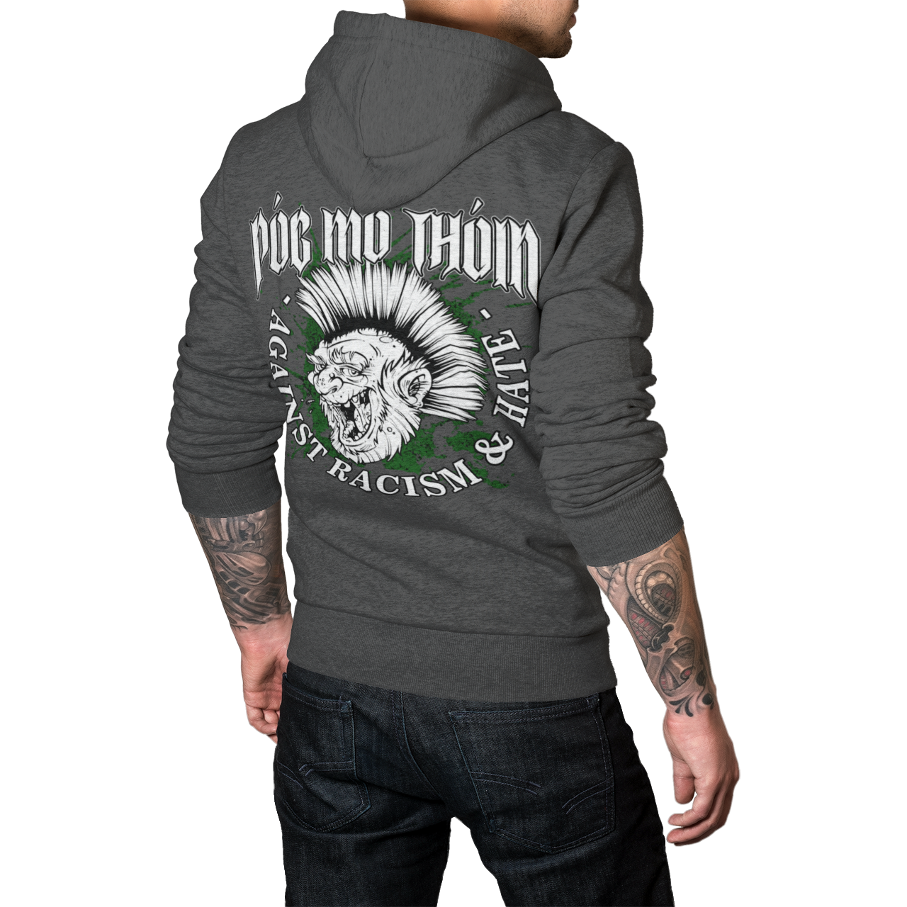 Póg Mo Thóin Streetwear "Against Racism & Hate" - Organic Zipper