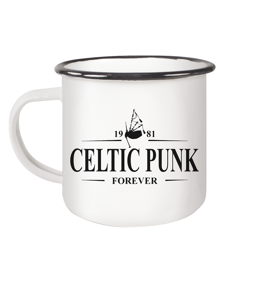 Celtic Punk "Forever" - Emaille Tasse (Black)