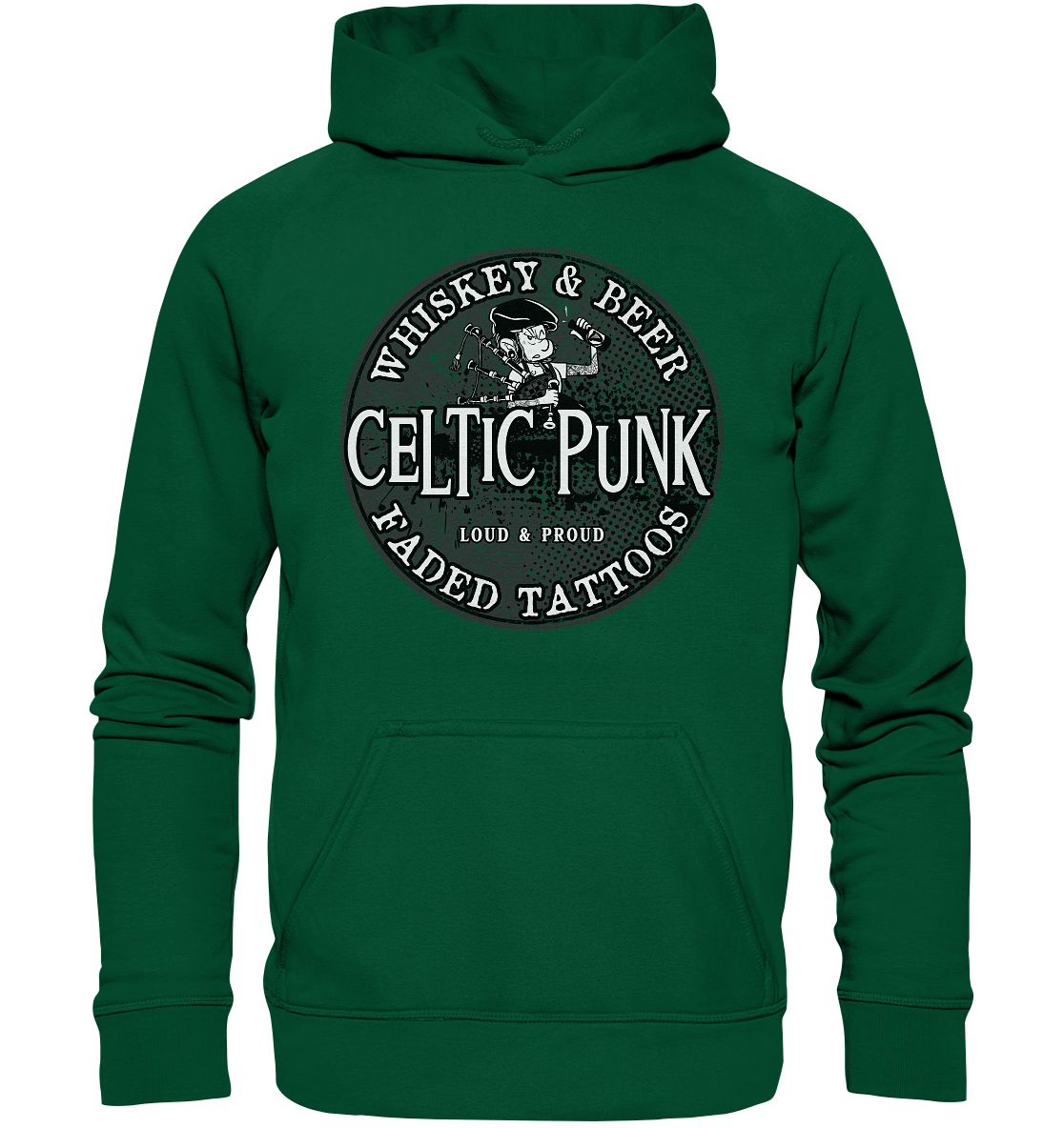 Celtic Punk "Whiskey, Beer & Faded Tattoos" - Basic Unisex Hoodie