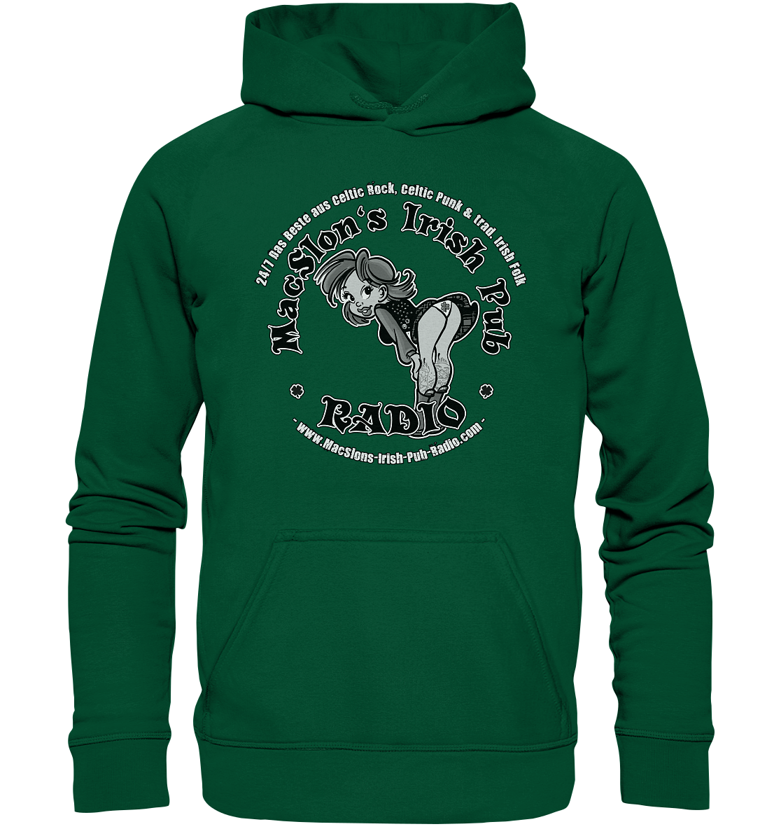 MacSlon's Radio "24/7 - Irish Girl Logo" - Basic Unisex Hoodie