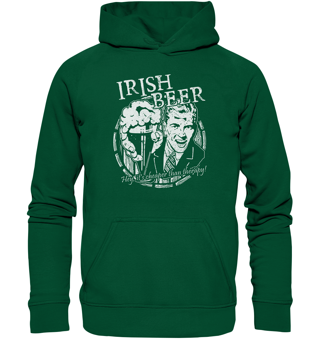 Irish Beer " Hey, It's Cheaper Than Therapy" - Basic Unisex Hoodie