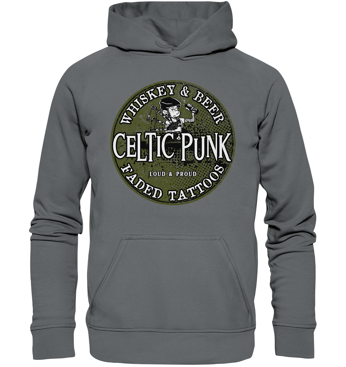Celtic Punk "Whiskey, Beer & Faded Tattoos" - Basic Unisex Hoodie