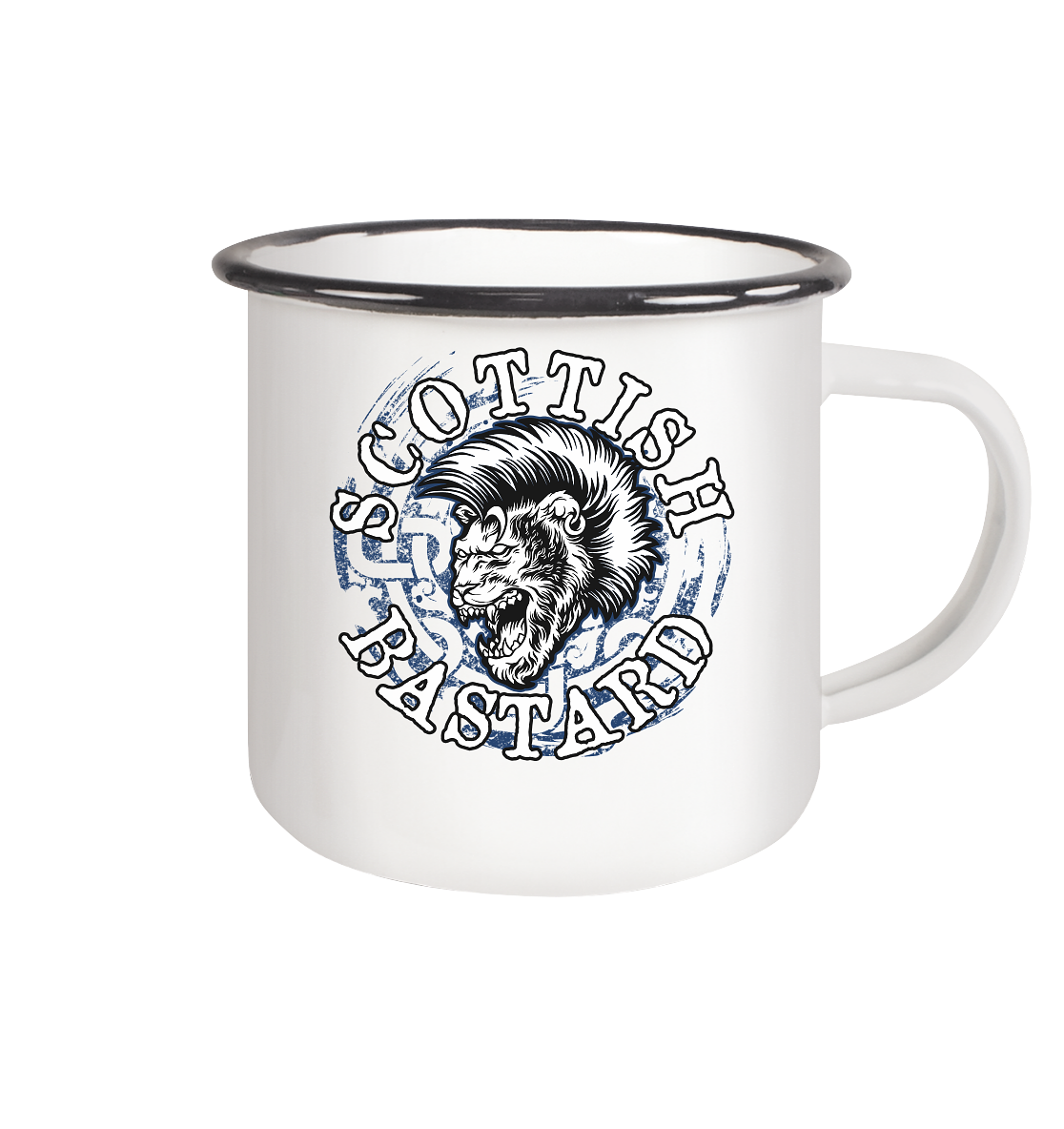 "Scottish Bastard" - Emaille Tasse (Black)