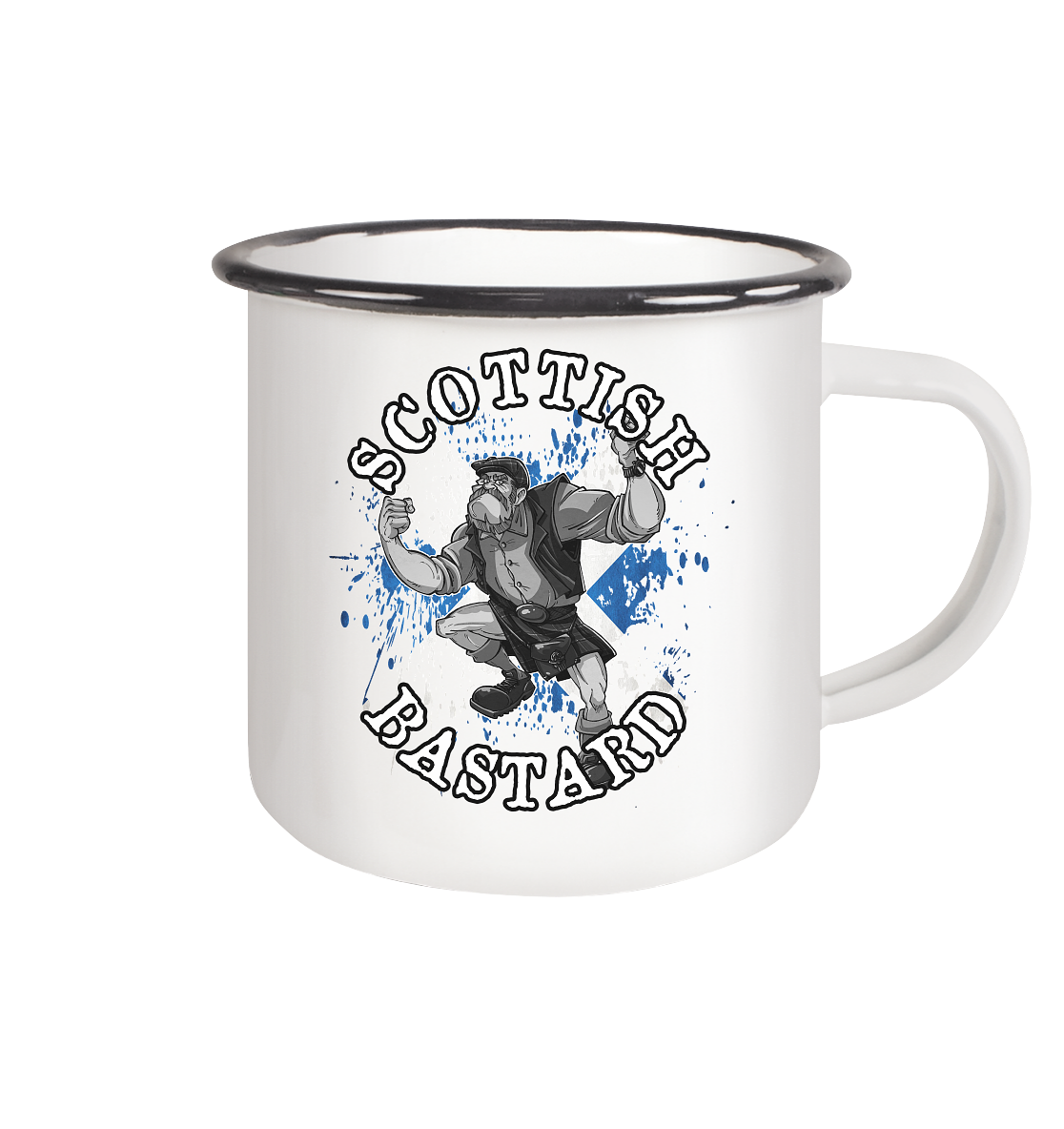 "Scottish Bastard" - Emaille Tasse (Black)