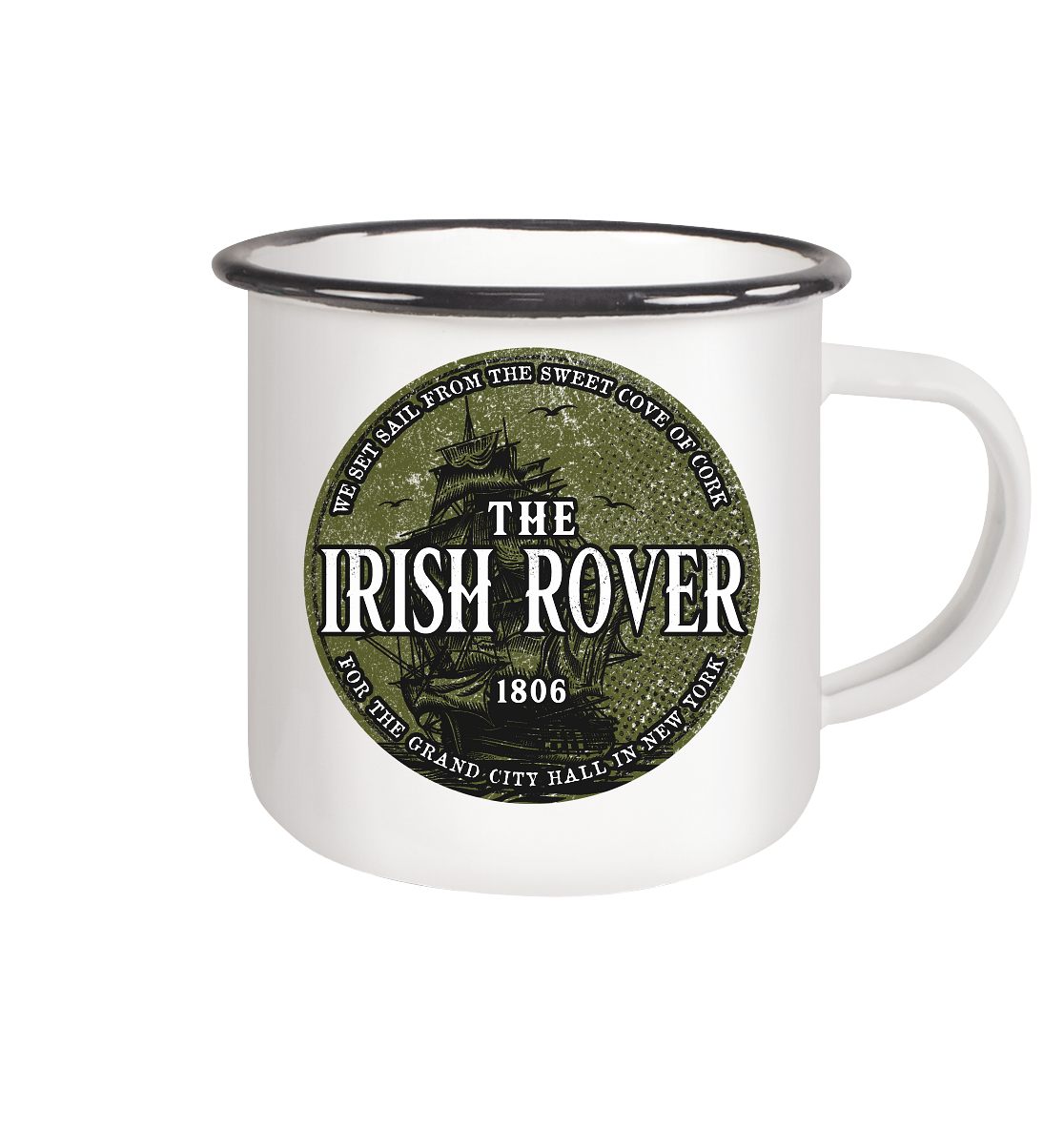 "The Irish Rover" - Emaille Tasse (Black)