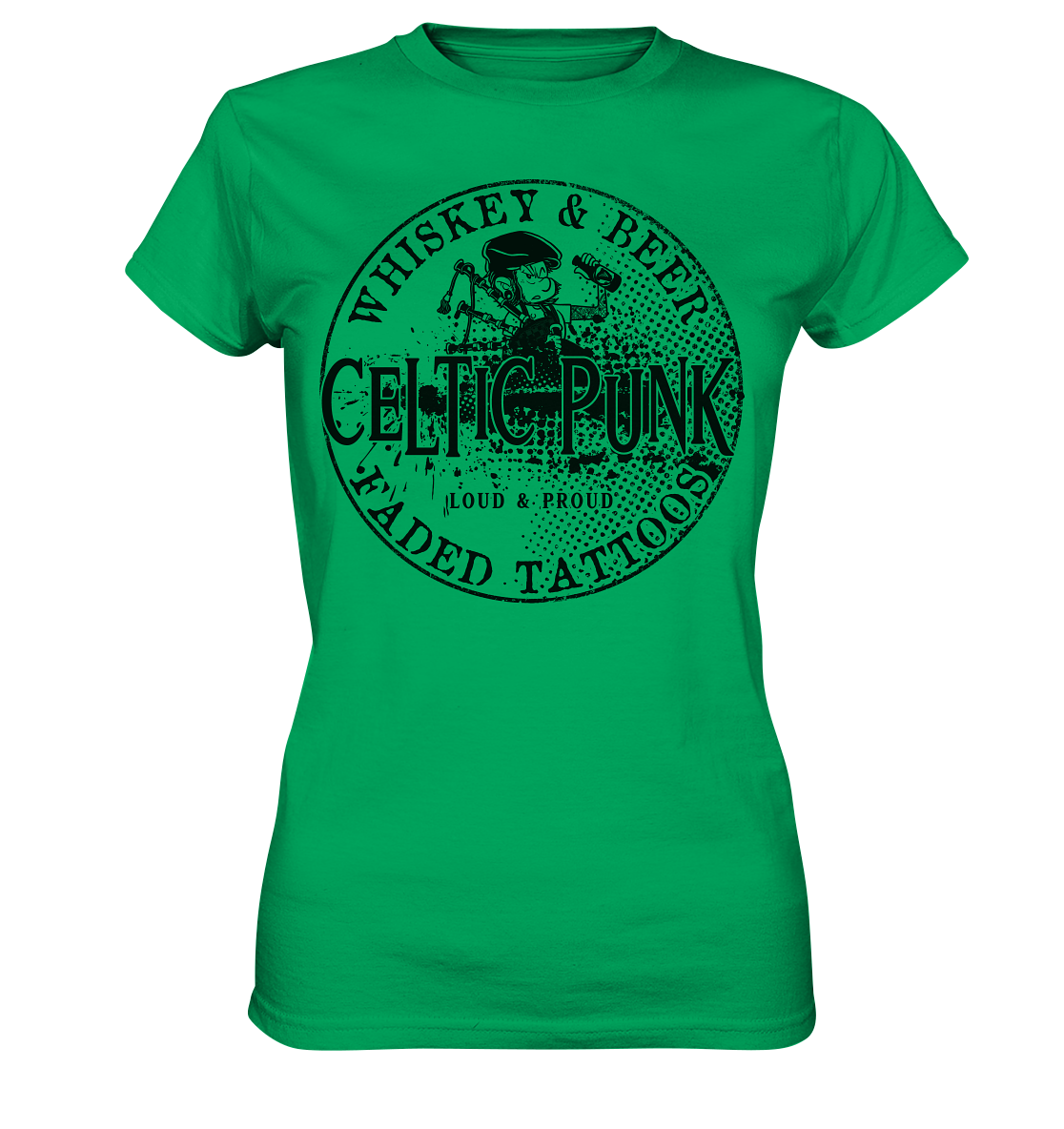 Celtic Punk "Whiskey, Beer & Faded Tattoos" - Ladies Premium Shirt