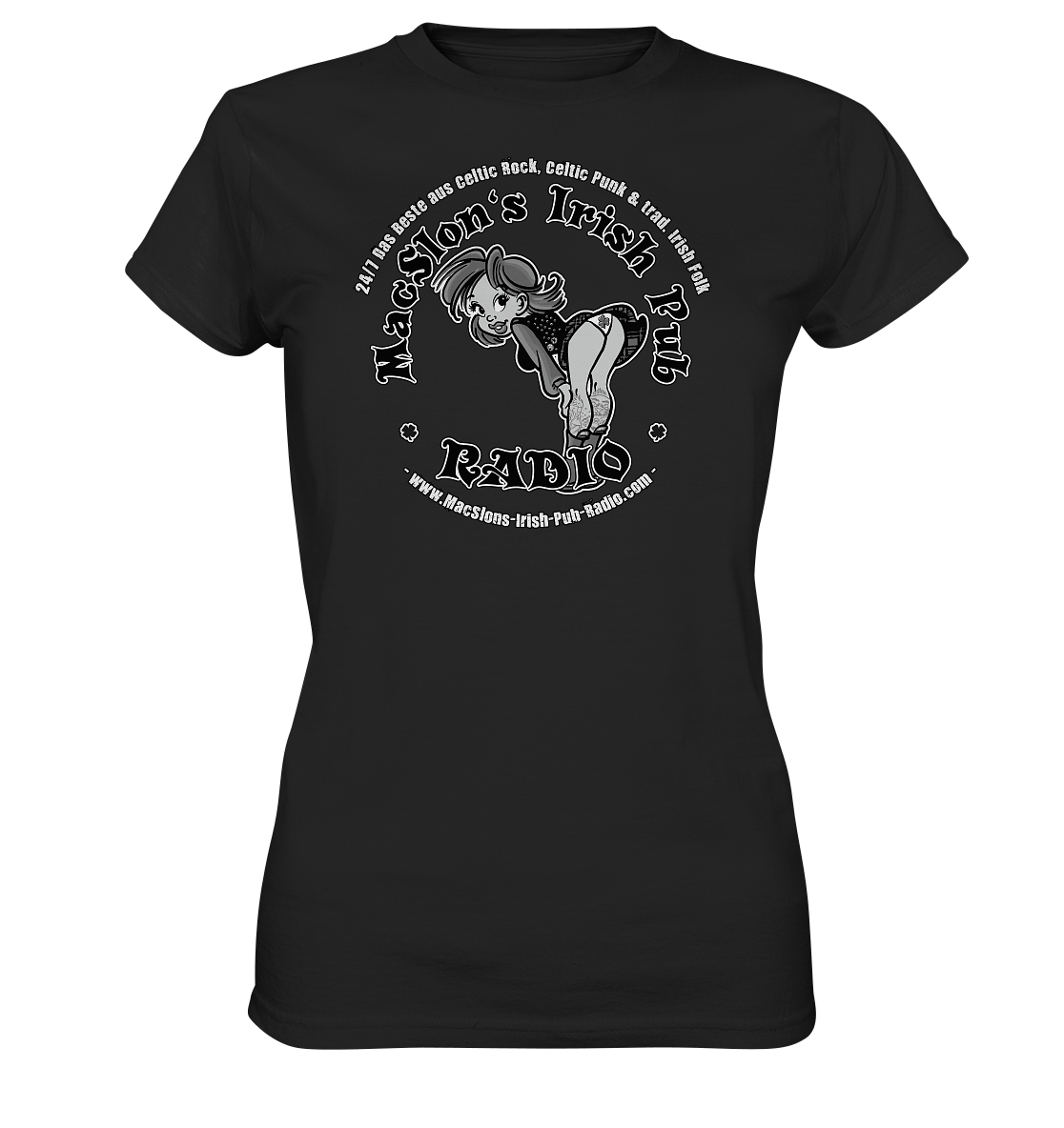MacSlon's Radio "24/7 - Irish Girl Logo" - Ladies Premium Shirt