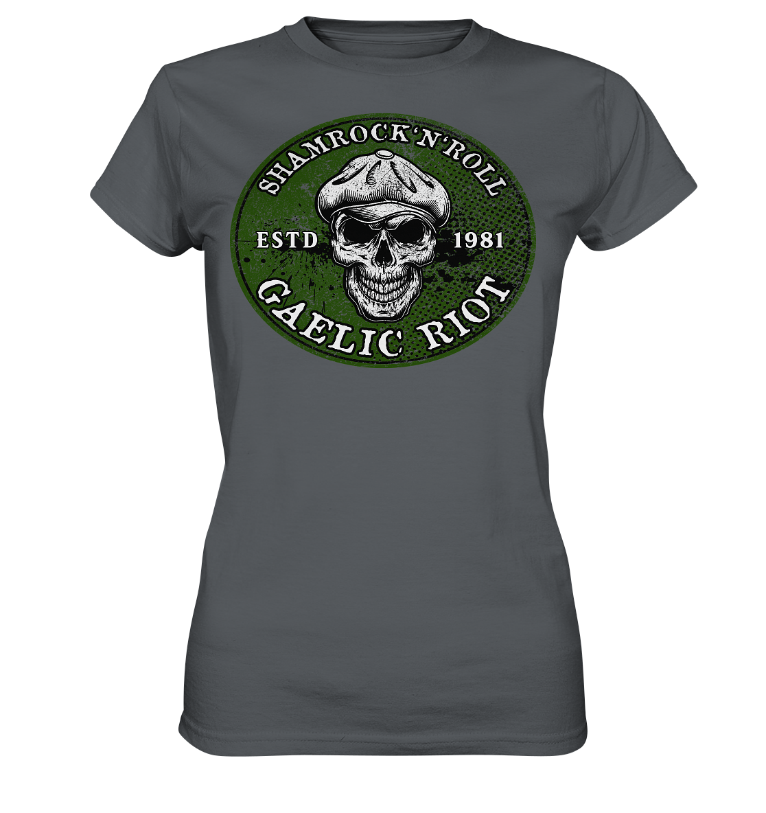 Shamrock And Roll "Skull / Gaelic Riot" - Ladies Premium Shirt